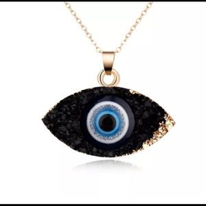 Black Spiritual Evil Eye Druzy Necklace